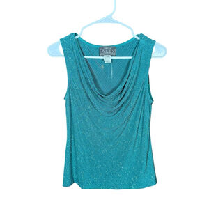 Vintage 90's Teal Shimmer Cowl Neck Tank Size Medium